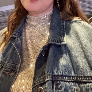 Cupio Silver Sequin Sleeveless Tank Top